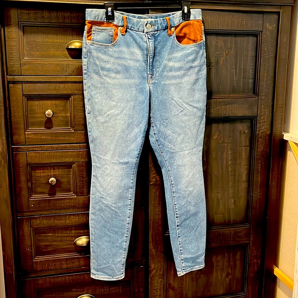 GOOD AMERICAN womens jeans sz 14/32 Western cowgirl vibe jeans blue jeans